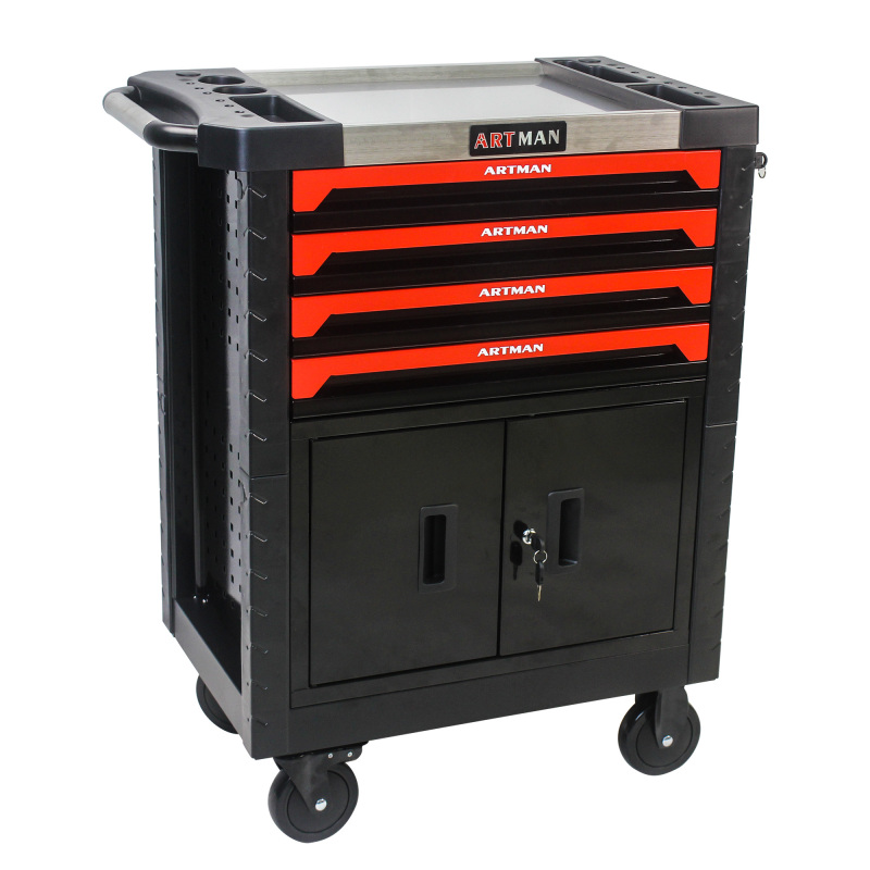 4 Drawers Removable Tool Cart with Lock