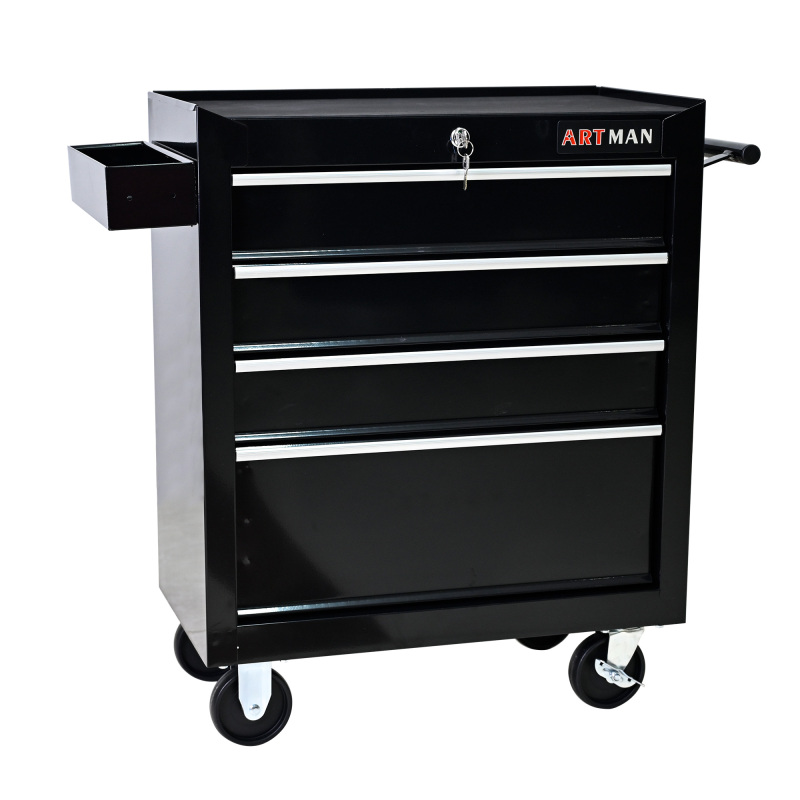 4 Drawers Multi-functional Tool Cart with Wheels and Lock