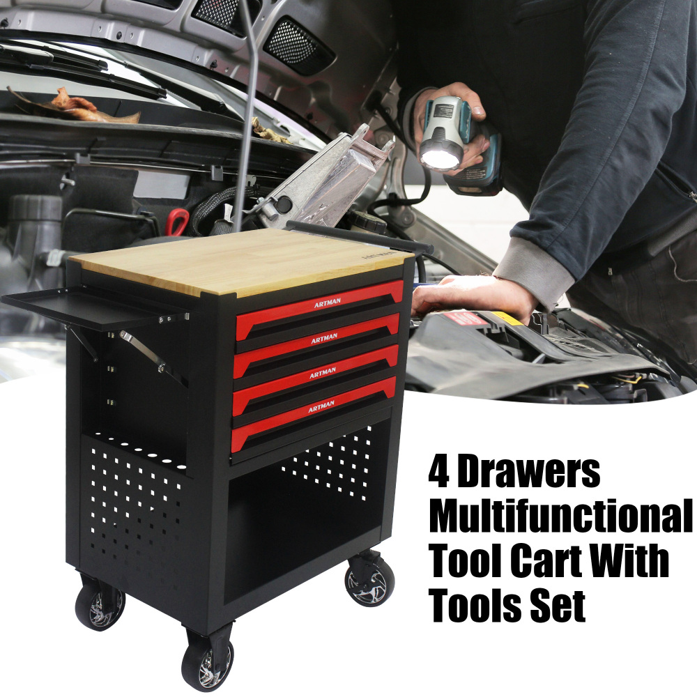 4 Drawers Multi-functional Tool Cart with Tools