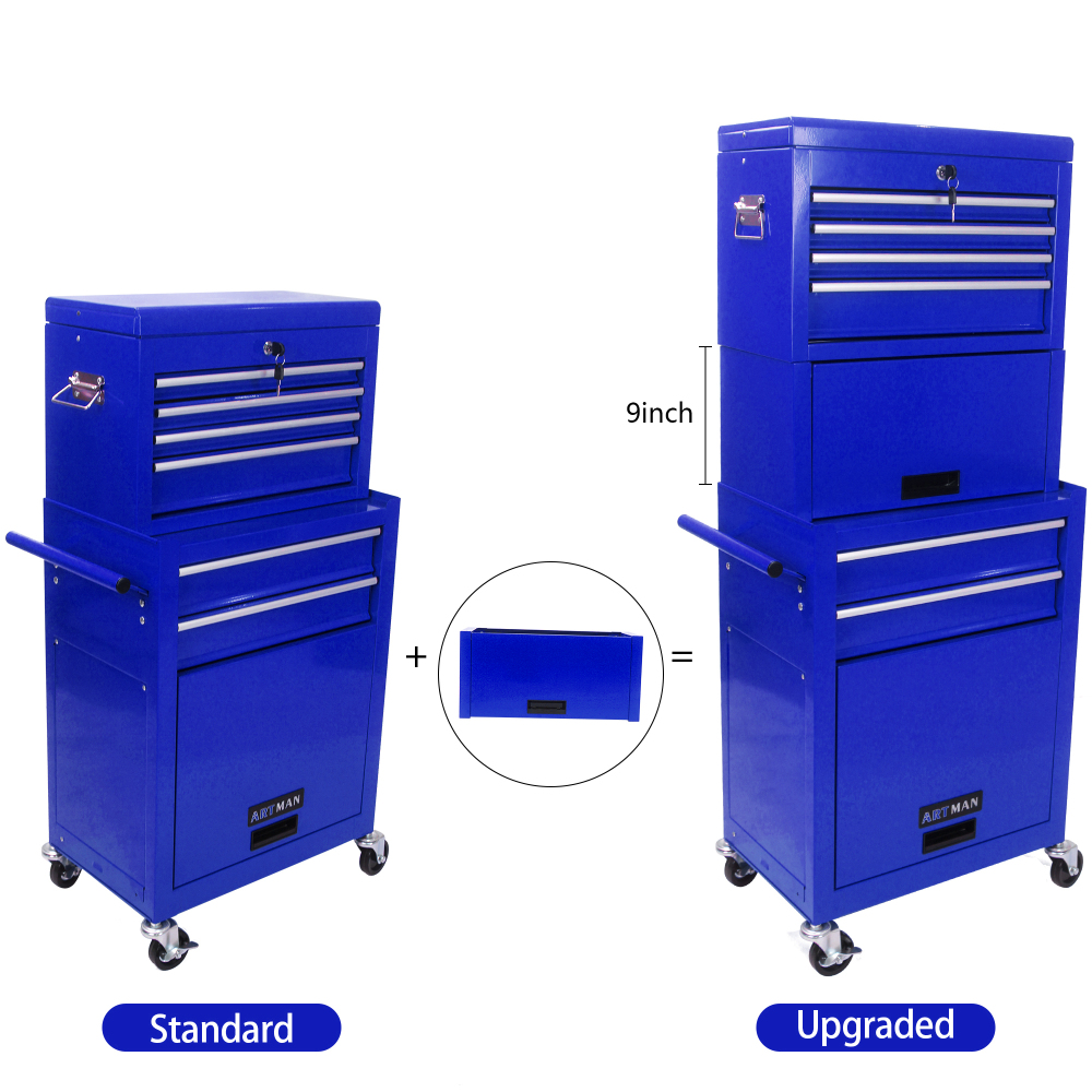 6 Drawers Multi-functional Service Tool Cart - Blue