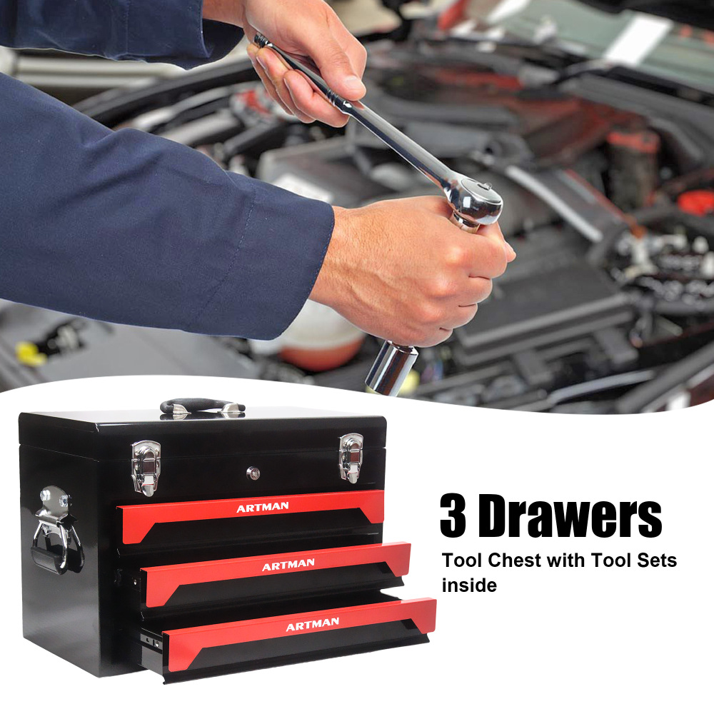3 Drawers Tool Chest with Tools