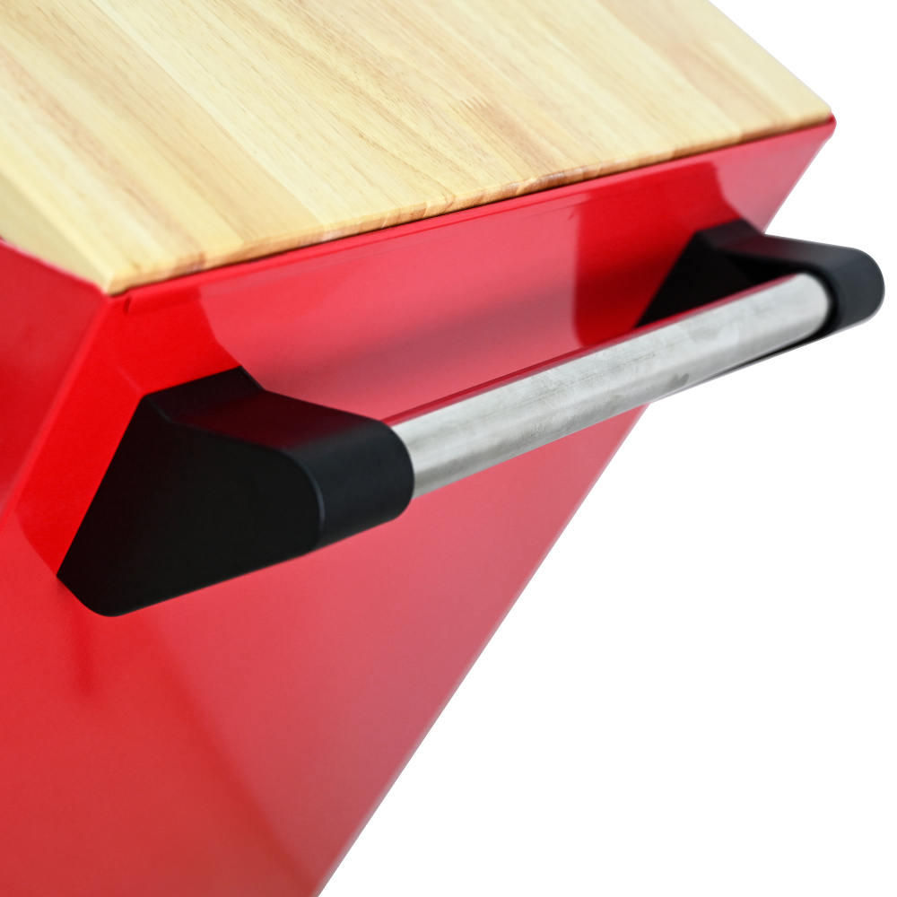 9 Drawers Multi-functional Tool Cart with Wheels and Wooden Top - Red