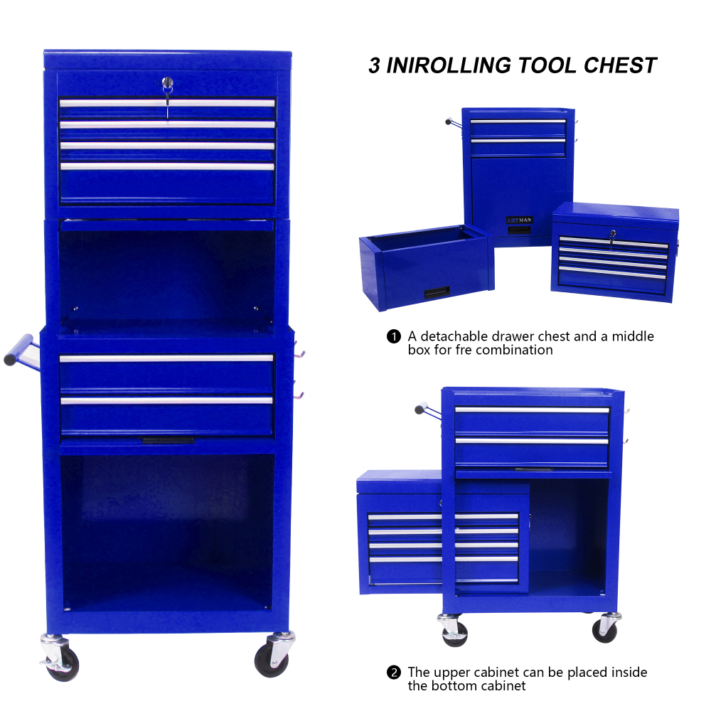 6 Drawers Multi-functional Service Tool Cart - Blue