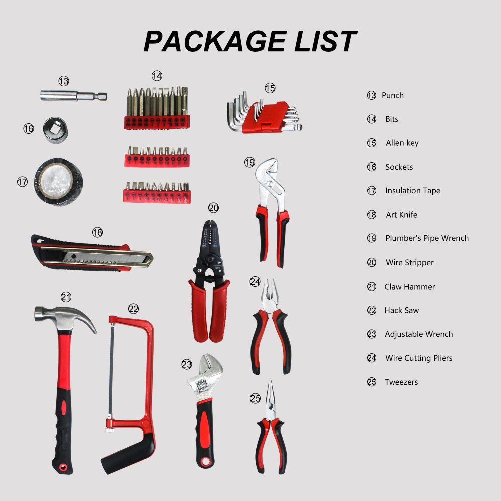 Black Hand Tool Box with 238pcs Tools