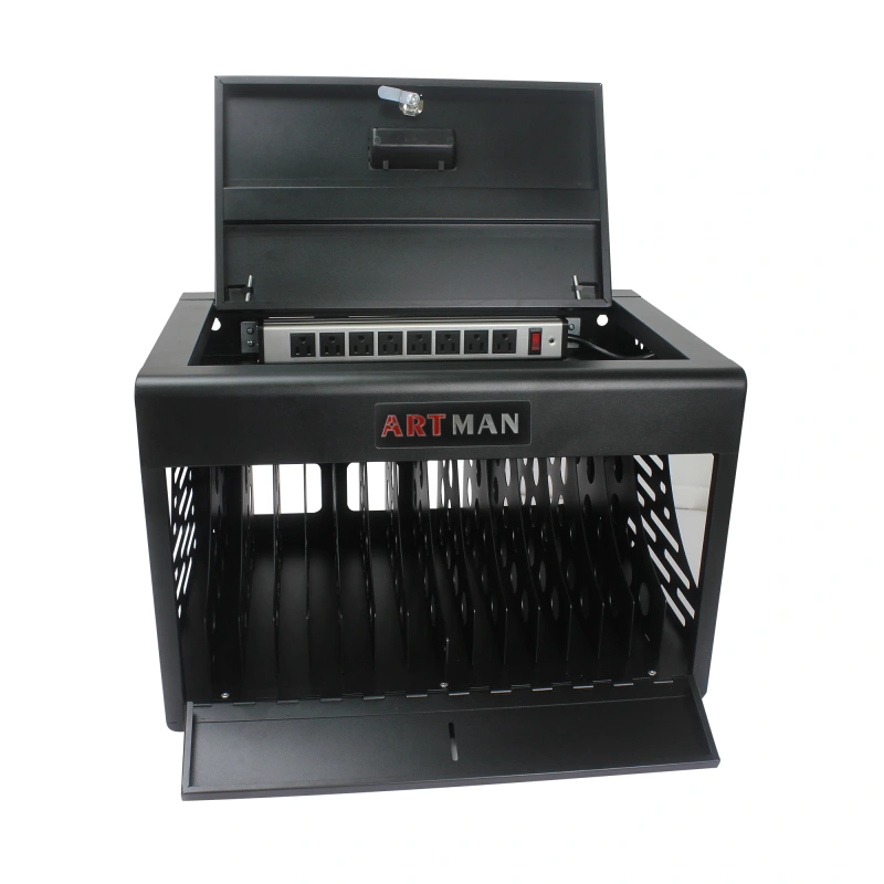 16 Devices Charging Storage Box with Lock - Black