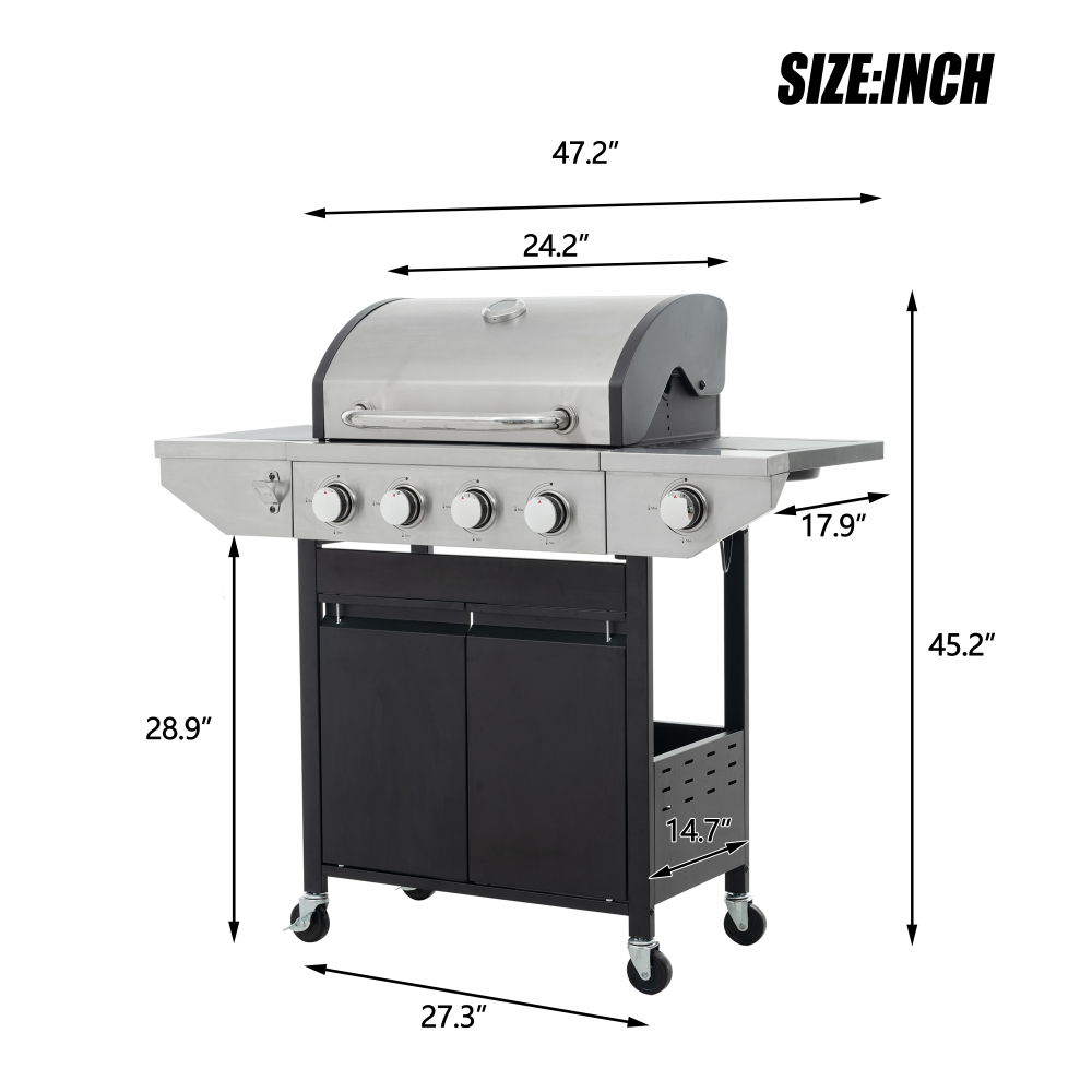 Xspracer 18-in W 4-Burner Stainless Steel Propane Gas Grill