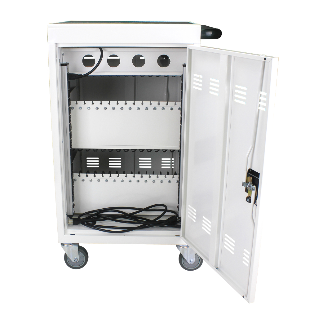 35 Devices Mobile Storage Charging Cart for Laptops with Lock - White