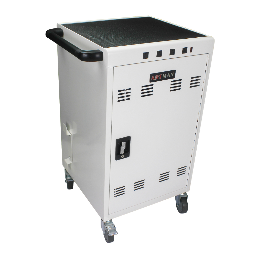 35 Devices Mobile Storage Charging Cart for Laptops with Lock - White
