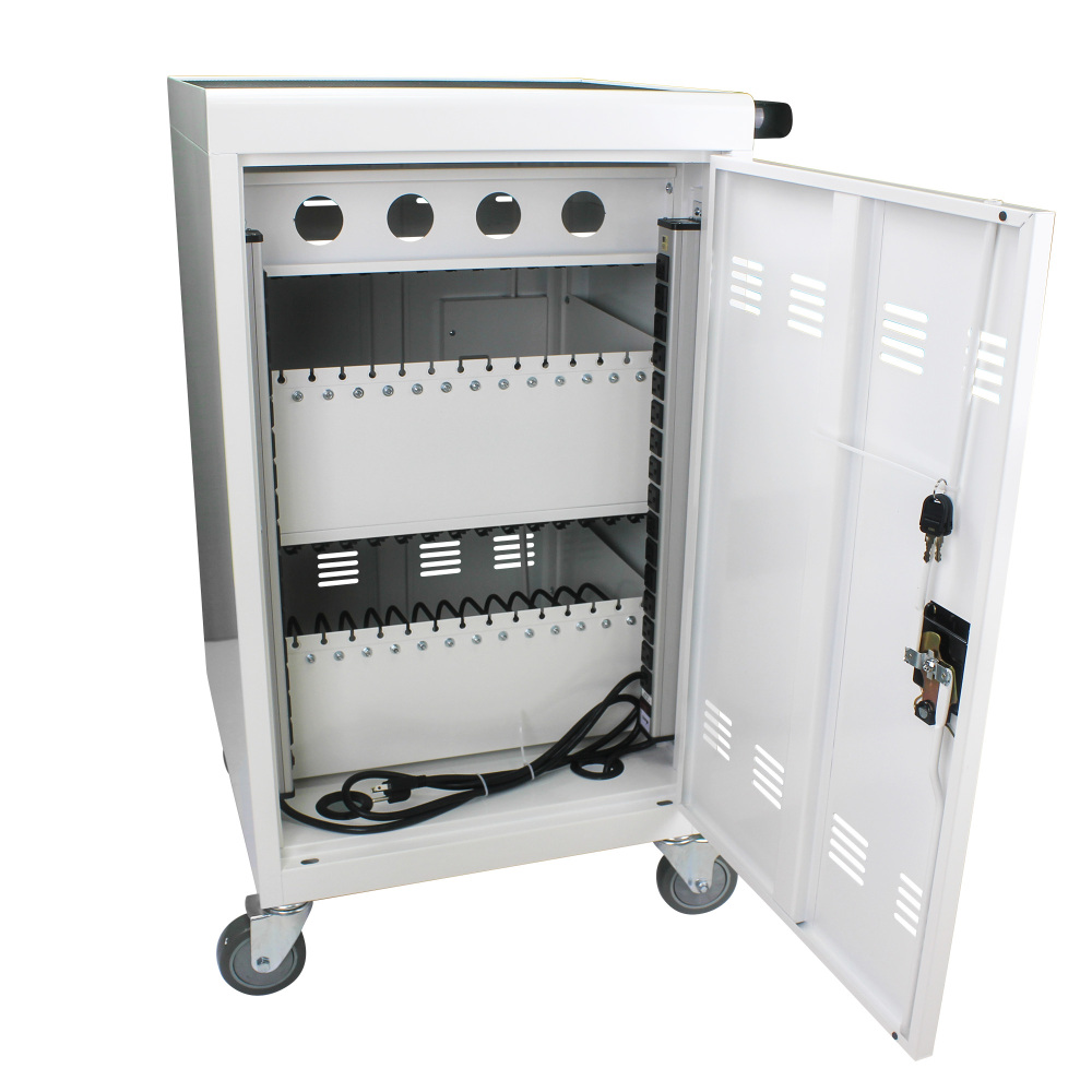 30 Devices Mobile Storage Charging Cart for Laptops with Combination Lock - White
