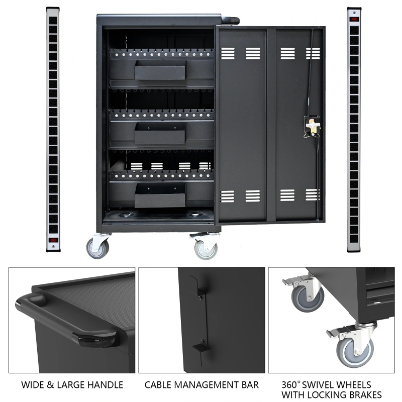 45 Devices Mobile Storage Charging Cart for Laptops with Lock