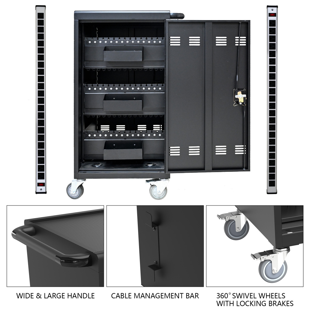 45 Devices Mobile Storage Charging Cart for Laptops with Lock