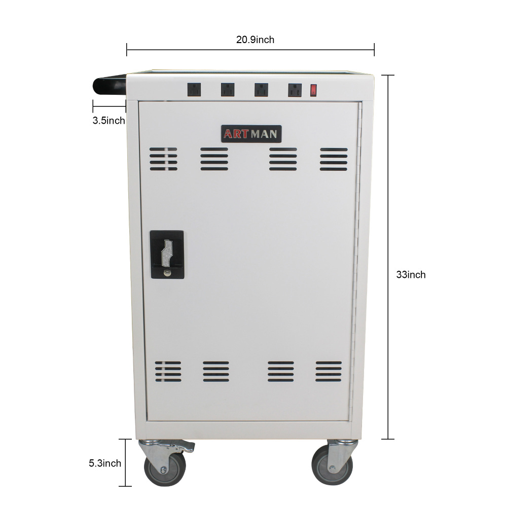 35 Devices Mobile Storage Charging Cart for Laptops with Lock - White