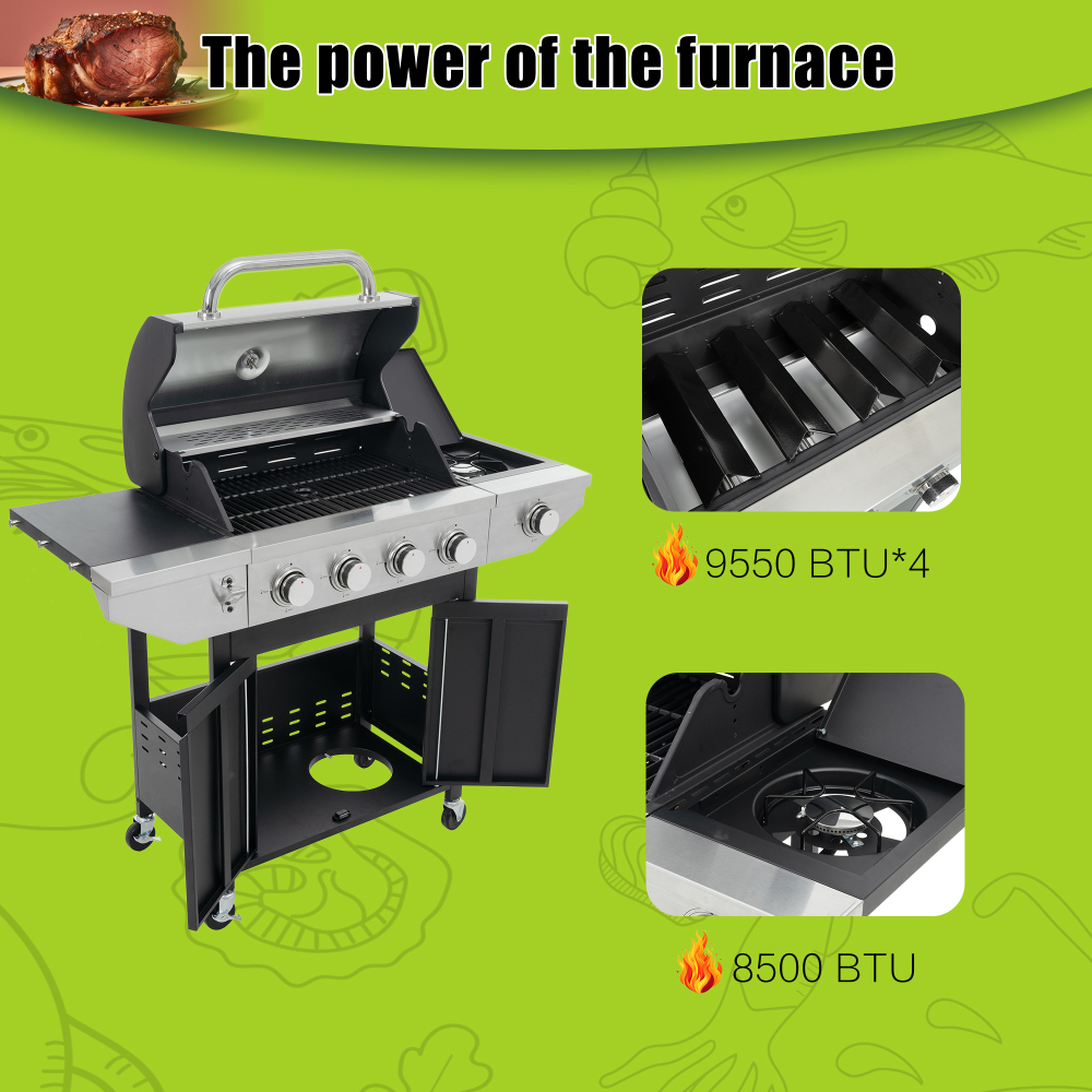 Xspracer 18-in W 4-Burner Stainless Steel Propane Gas Grill
