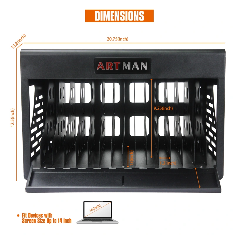 16 Devices Charging Storage Box with Lock - Black