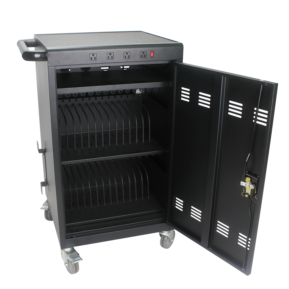 35 Devices Mobile Storage Charging Cart for Laptops with Lock - Black