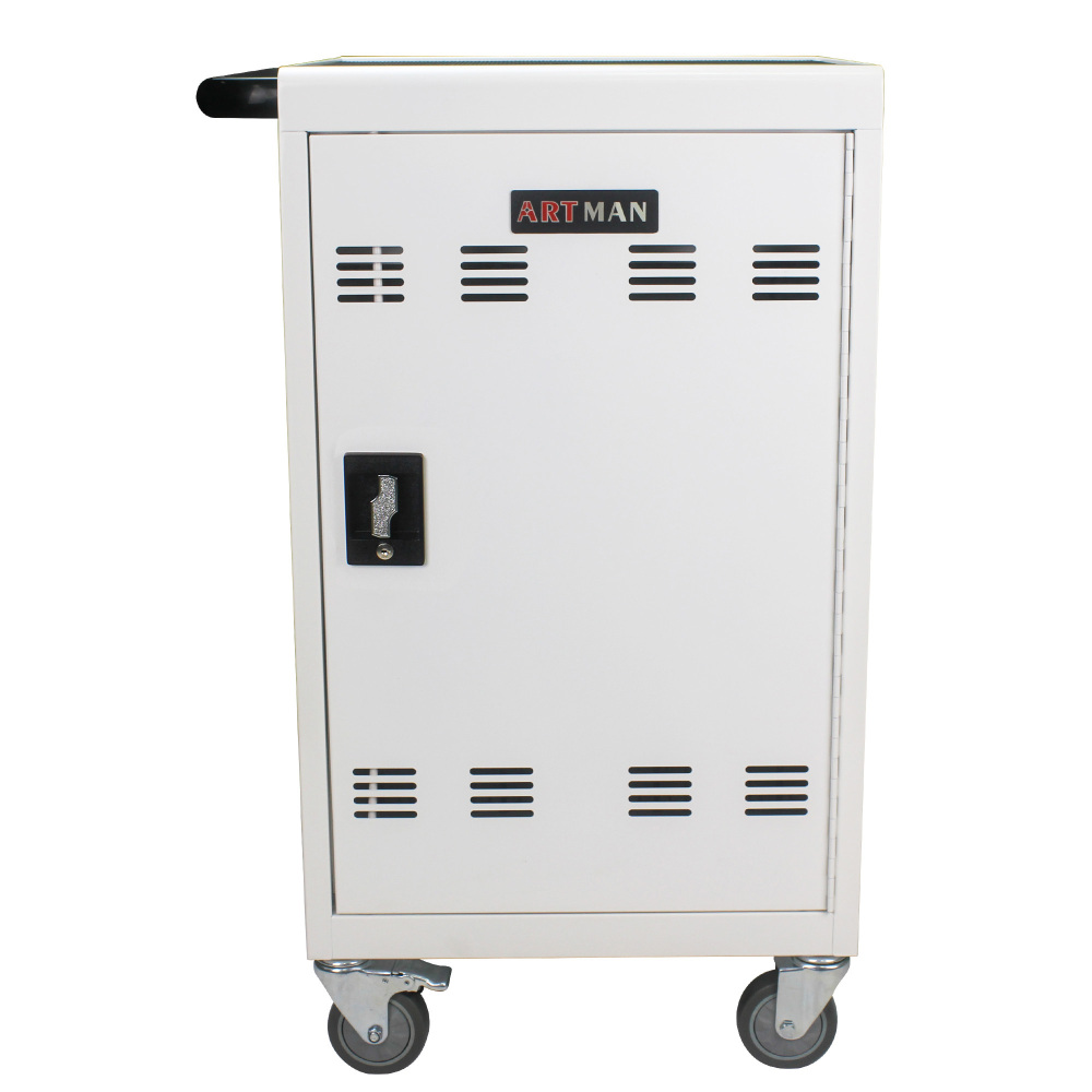 30 Devices Mobile Storage Charging Cart for Laptops with Lock- White