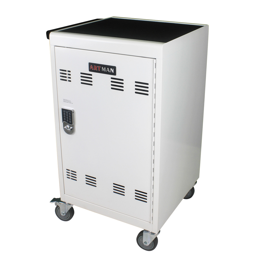 30 Devices Mobile Storage Charging Cart for Laptops with Combination Lock - White