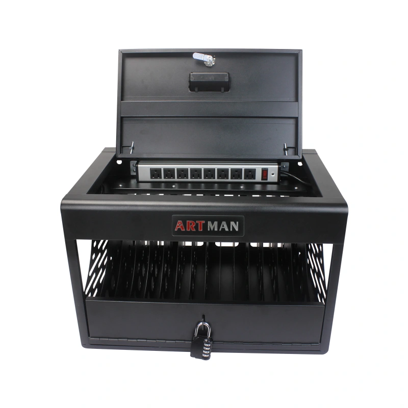16 Devices Charging Storage Box with Lock - Black