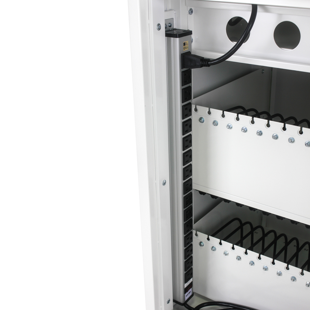 35 Devices Mobile Storage Charging Cart for Laptops with Lock - White
