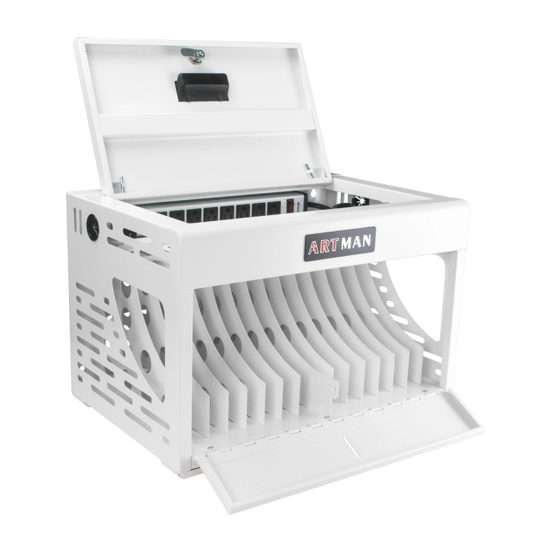 16 Devices Charging Storage Box with Lock - White