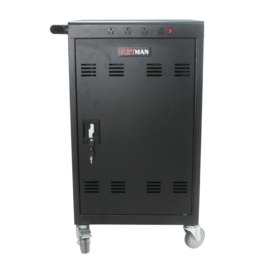 35 Devices Mobile Storage Charging Cart for Laptops with Lock - Black