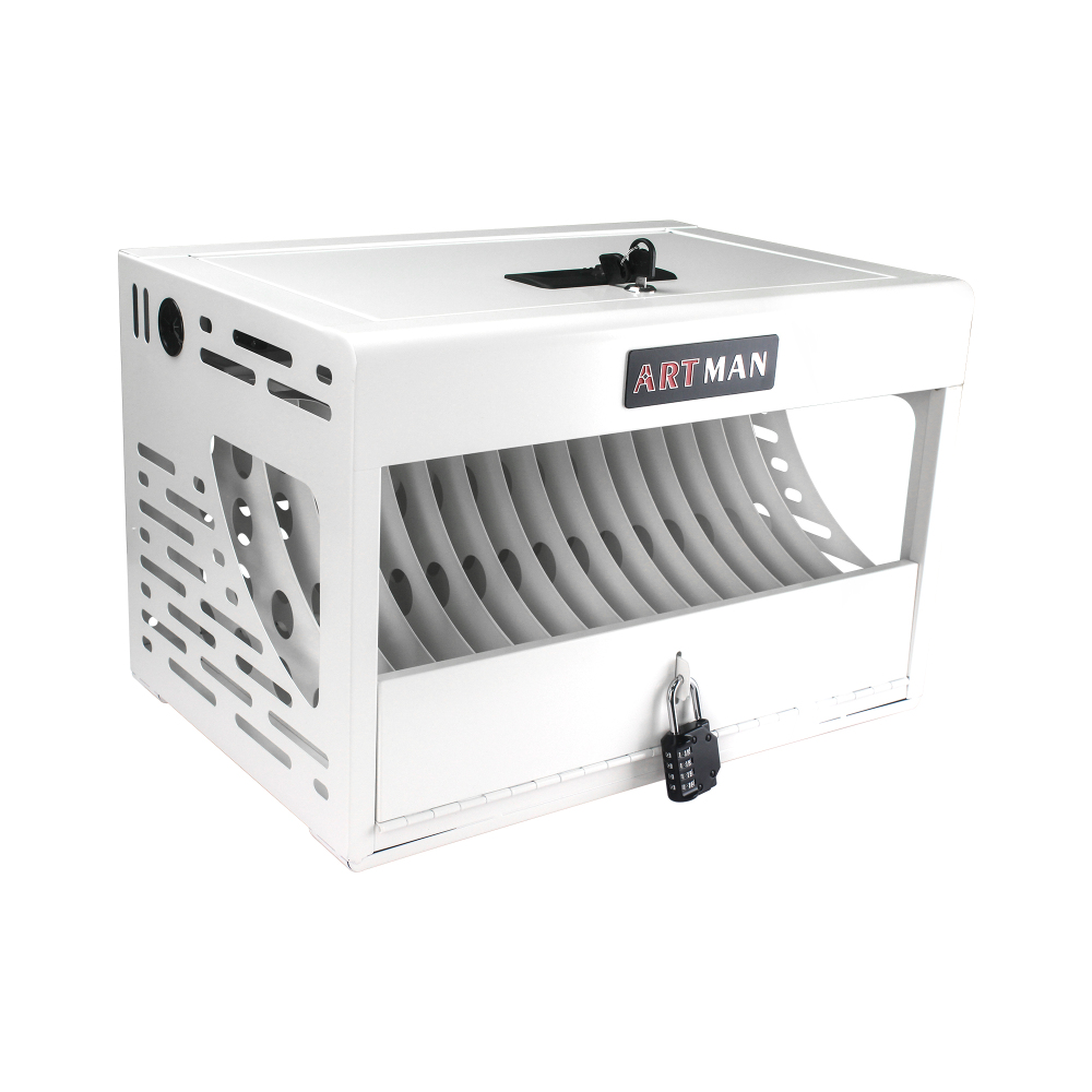 16 Devices Charging Storage Box with Lock - White