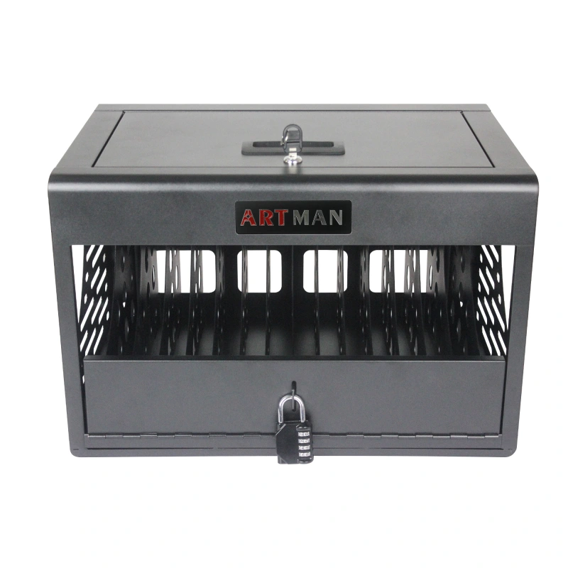 16 Devices Charging Storage Box with Lock - Black