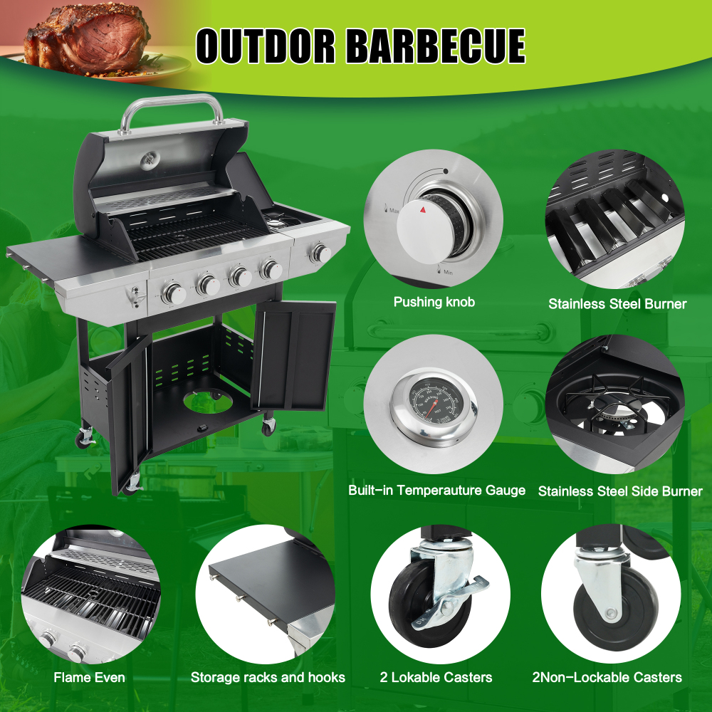 Xspracer 18-in W 4-Burner Stainless Steel Propane Gas Grill