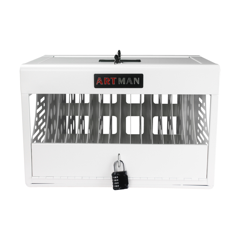 16 Devices Charging Storage Box with Lock - White