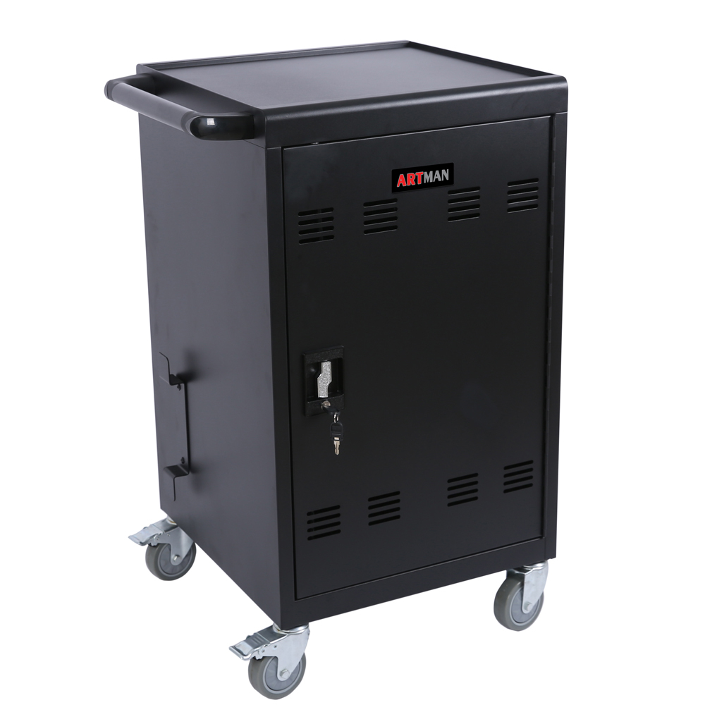 30 Devices Mobile Storage Charging Cart for Laptops with Lock - Black
