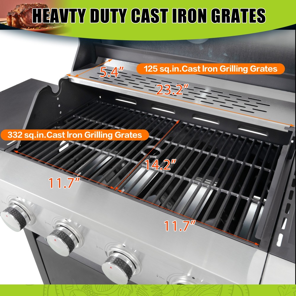 Xspracer 18-in W 4-Burner Stainless Steel Propane Gas Grill