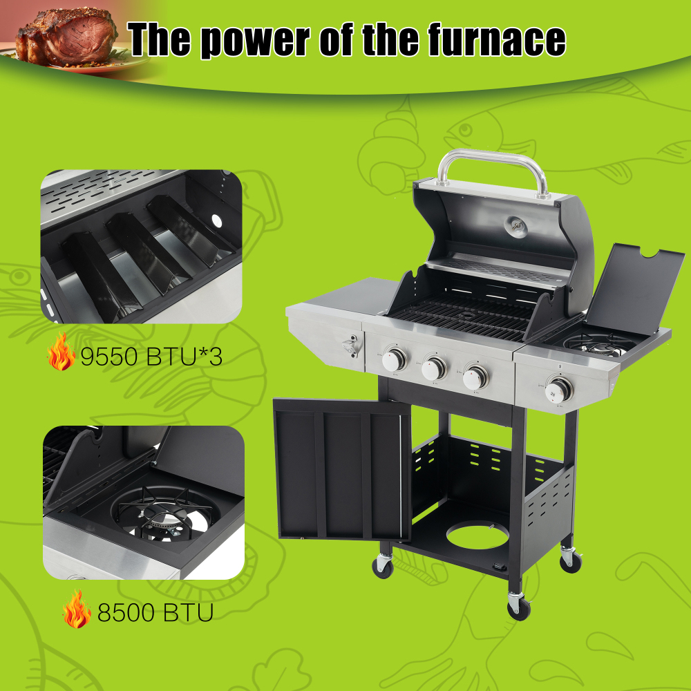 Xspracer 18-in W 3-Burner Stainless Steel Propane Gas Grill