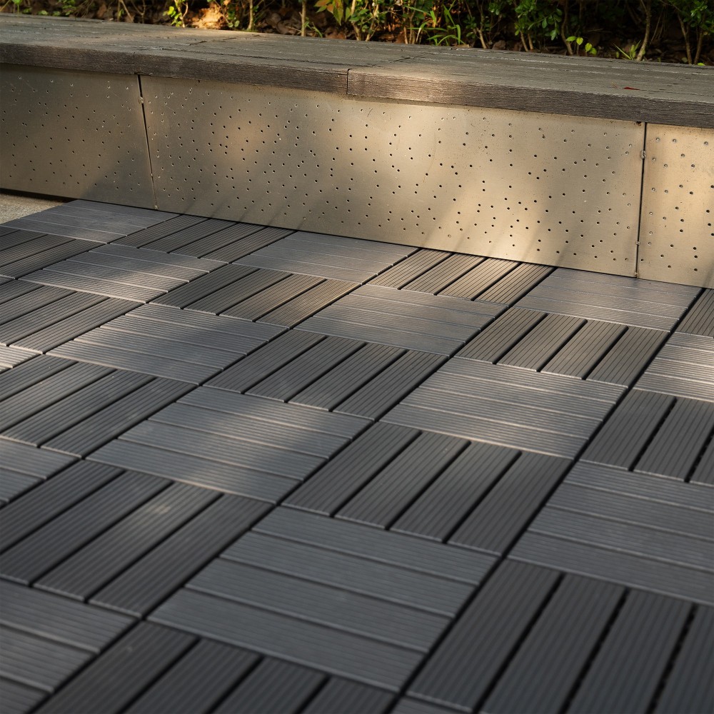 0.80-in x 11.8-in 44-Pack Dark Gray Prefinished Vinyl/Plastic Deck Tile