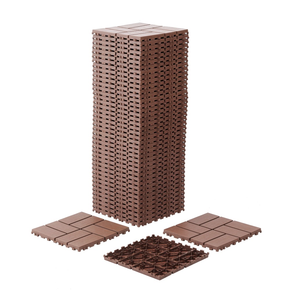0.80-in x 11.8-in 44-Pack Dark Brown Prefinished Vinyl/Plastic Deck Tile