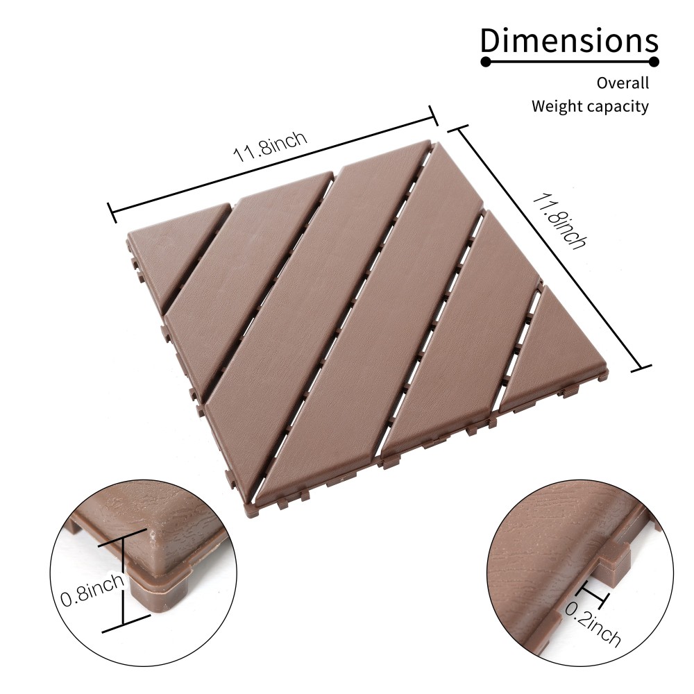 0.80-in x 11.8-in 44-Pack Dark Brown Prefinished Vinyl/Plastic Deck Tile