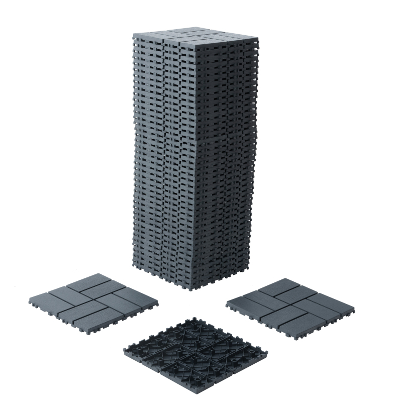 0.80-in x 11.8-in 44-Pack Dark Gray Prefinished Vinyl/Plastic Deck Tile