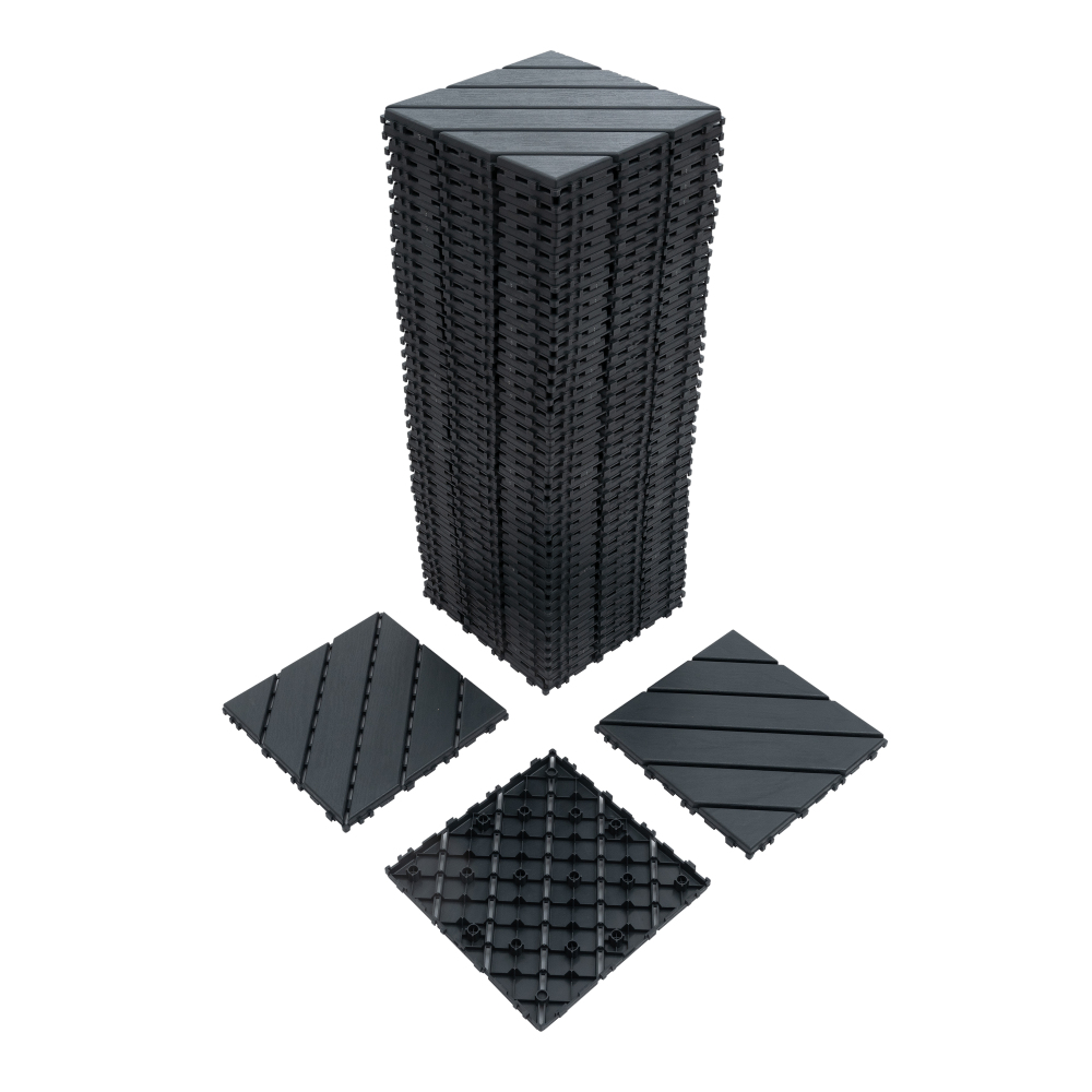 0.80-in x 11.8-in 44-Pack Dark Gray Prefinished Vinyl/Plastic Deck Tile