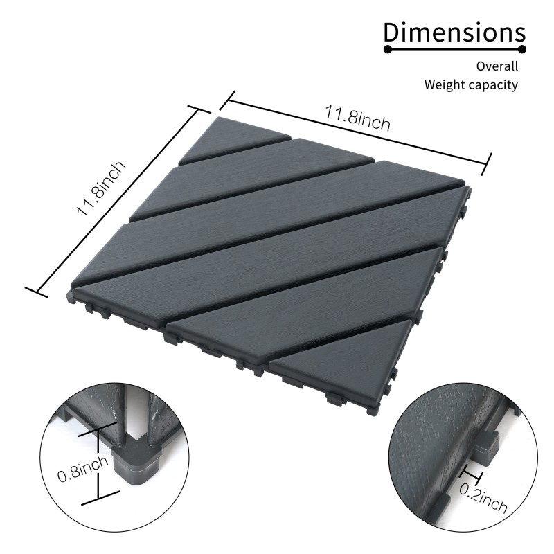 0.80-in x 11.8-in 44-Pack Dark Gray Prefinished Vinyl/Plastic Deck Tile