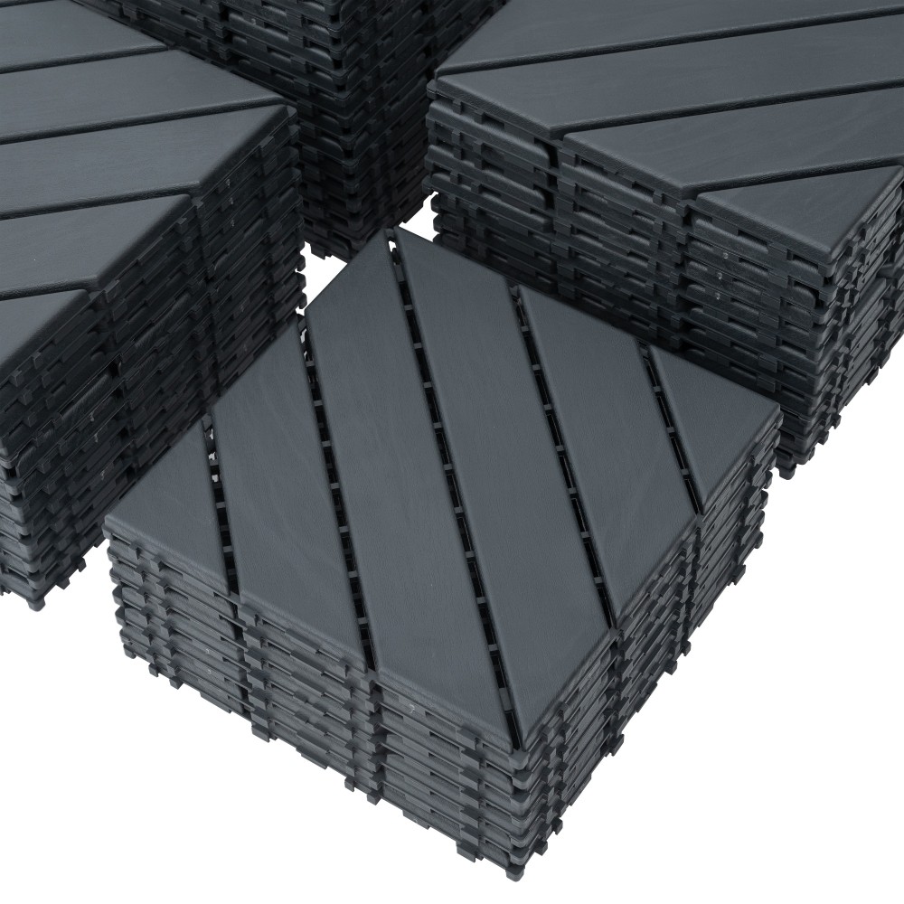 0.80-in x 11.8-in 44-Pack Dark Gray Prefinished Vinyl/Plastic Deck Tile