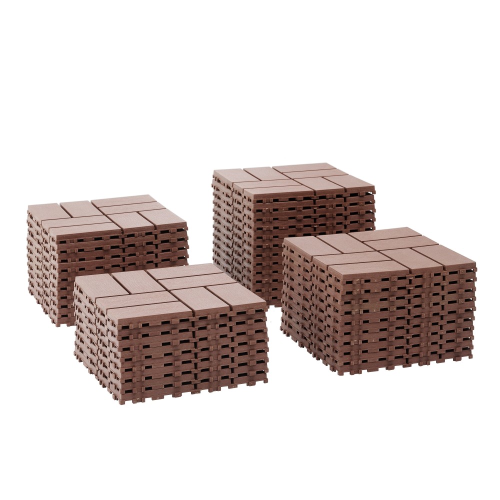 0.80-in x 11.8-in 44-Pack Dark Brown Prefinished Vinyl/Plastic Deck Tile