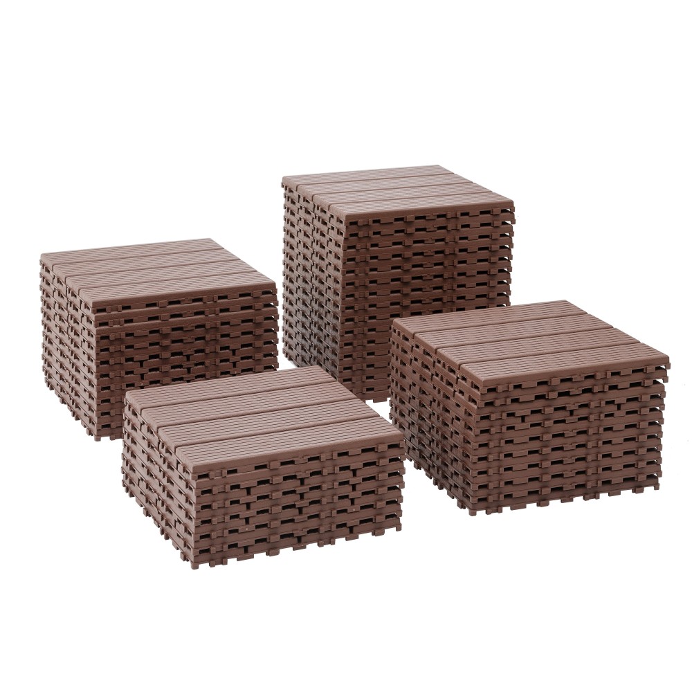 0.80-in x 11.8-in 44-Pack Dark Brown Prefinished Vinyl/Plastic Deck Tile