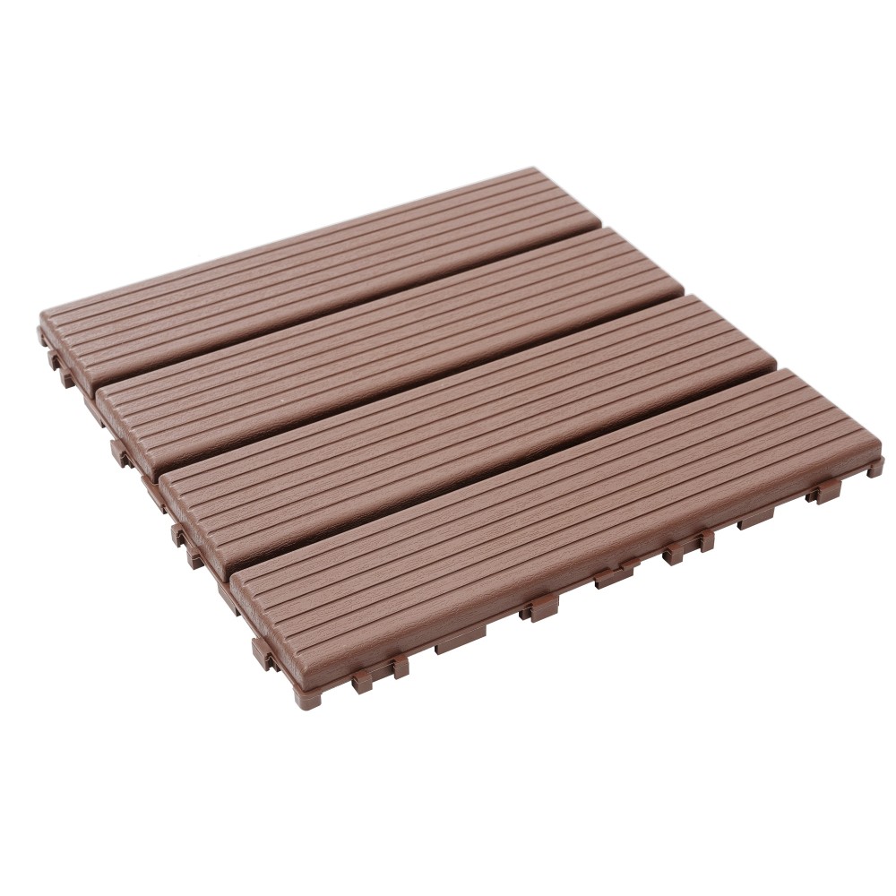 0.80-in x 11.8-in 44-Pack Dark Brown Prefinished Vinyl/Plastic Deck Tile
