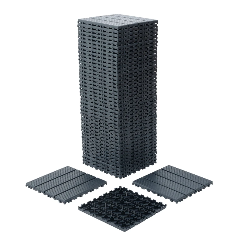 0.80-in x 11.8-in 44-Pack Dark Gray Prefinished Vinyl/Plastic Deck Tile