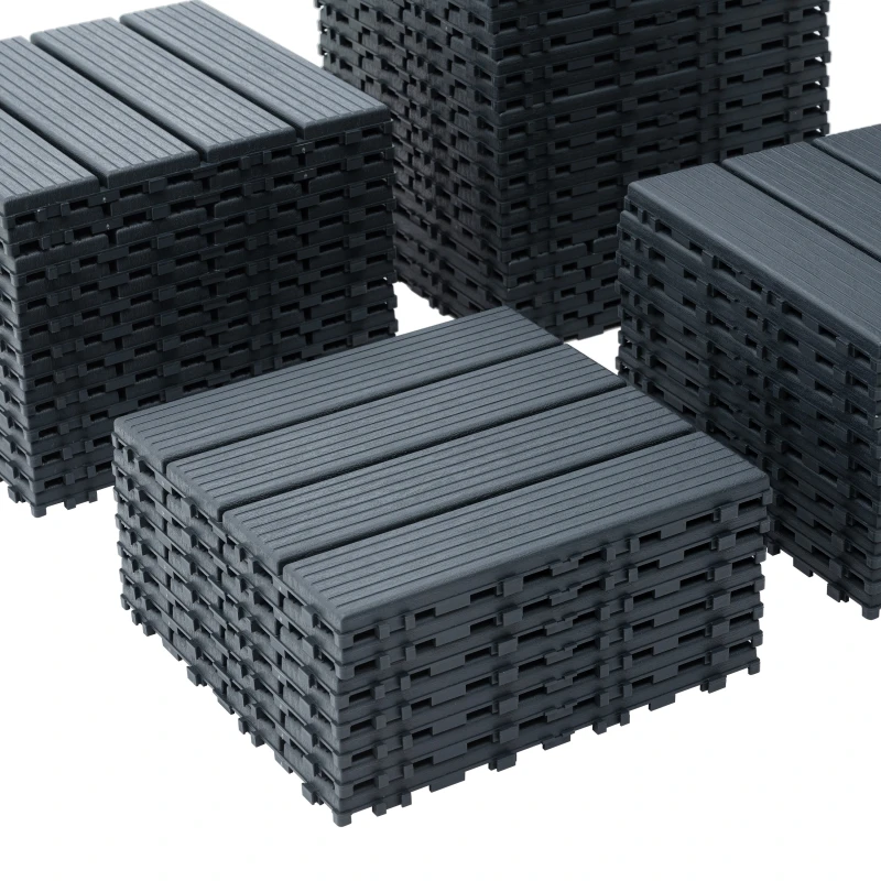 0.80-in x 11.8-in 44-Pack Dark Gray Prefinished Vinyl/Plastic Deck Tile