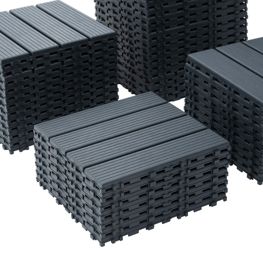 0.80-in x 11.8-in 44-Pack Dark Gray Prefinished Vinyl/Plastic Deck Tile