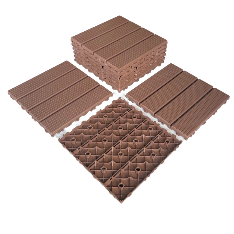 0.80-in x 11.8-in 44-Pack Dark Brown Prefinished Vinyl/Plastic Deck Tile