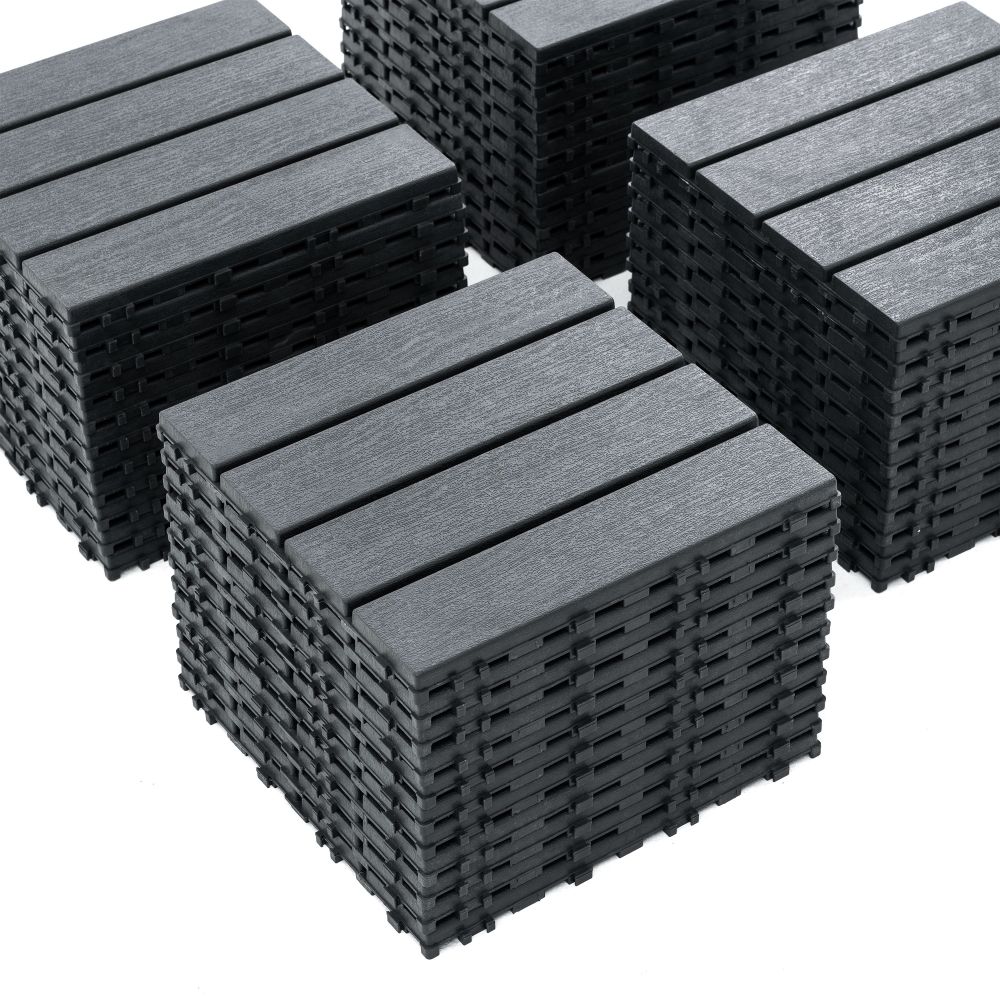 0.80-in x 11.8-in 44-Pack Dark Gray Prefinished Vinyl/Plastic Deck Tile