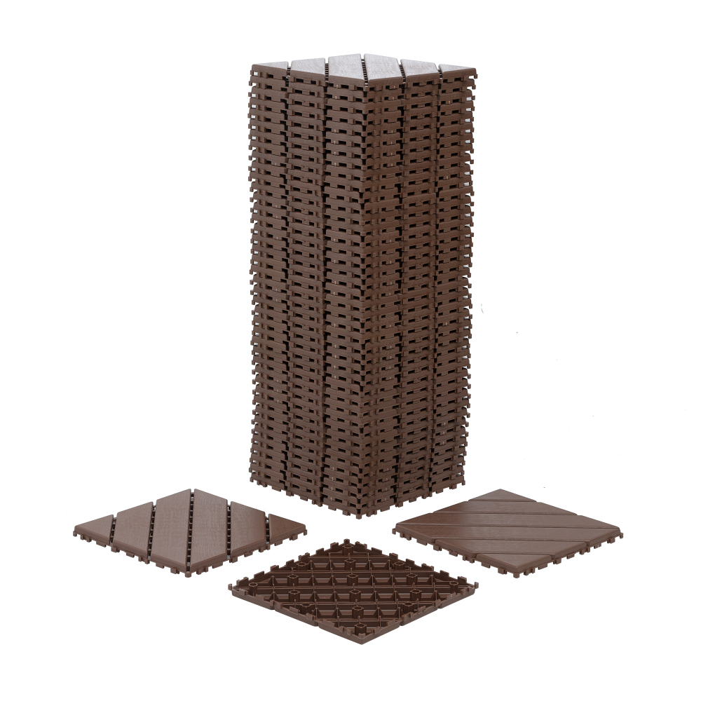 0.80-in x 11.8-in 44-Pack Dark Brown Prefinished Vinyl/Plastic Deck Tile