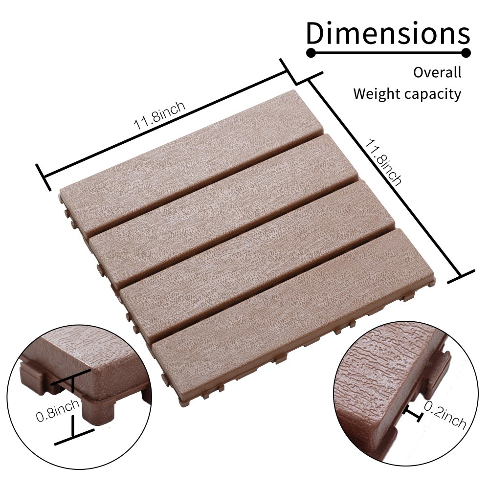 0.80-in x 11.8-in 44-Pack Dark Gray Prefinished Vinyl/Plastic Deck Tile