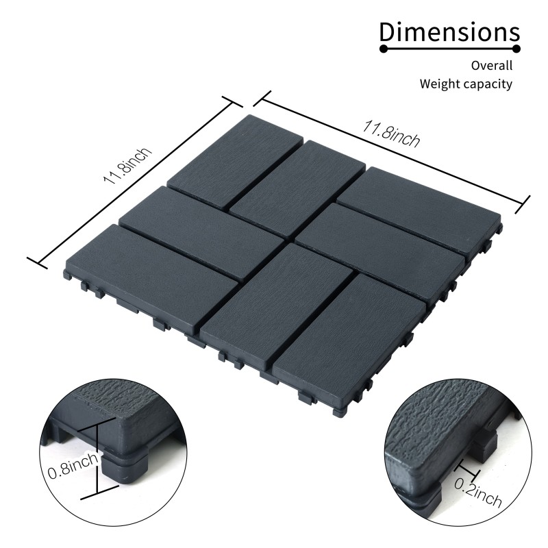 0.80-in x 11.8-in 44-Pack Dark Gray Prefinished Vinyl/Plastic Deck Tile